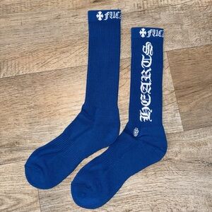 BLUE CHROME HEARTS *F*CK YOU* SOCKS